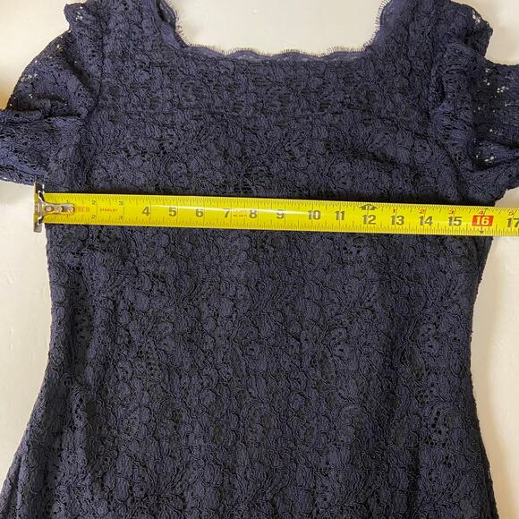 Adrianna Papell Evening Dress Navy Blue Lace Overlay Cocktail Party Size 8 - Picture 10 of 15